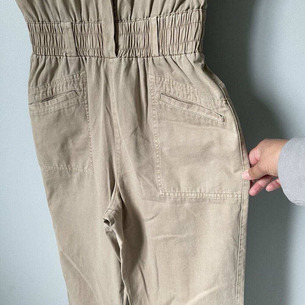 Pistola Rosie Utility Jumpsuit 100% Cotton Padded Shoulder Sesame Women's Medium - Picture 6 of 16